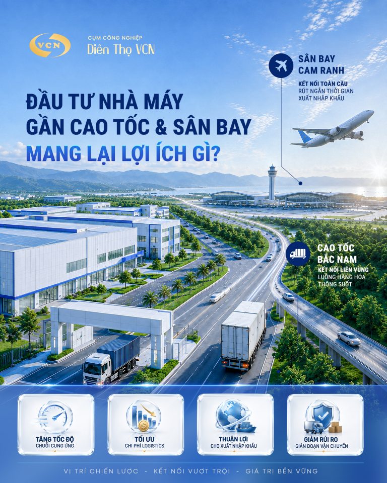 Poster ĐẦu TƯ NhÀ MÁy GẦn Cao TỐc VÀ SÂn Bay Mang LẠi LỢi Ích GÌ