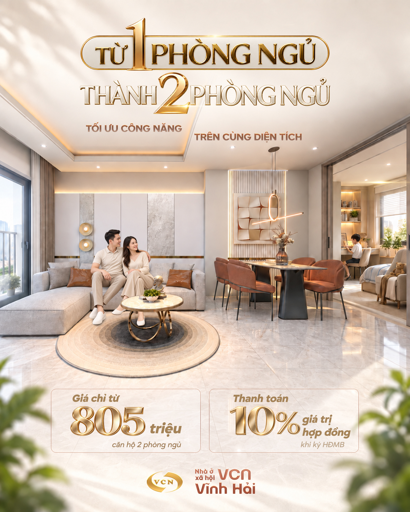 TỪ 1 PhÒng NgỦ ThÀnh 2 PhÒng NgỦ TỐi Ưu CÔng NĂng TrÊn CÙng DiỆn TÍch